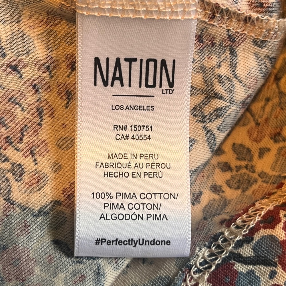 Nation LTD Pima Cotton Martine Casual Peasant Floral Smocked Midi Dress Small - Picture 4 of 12